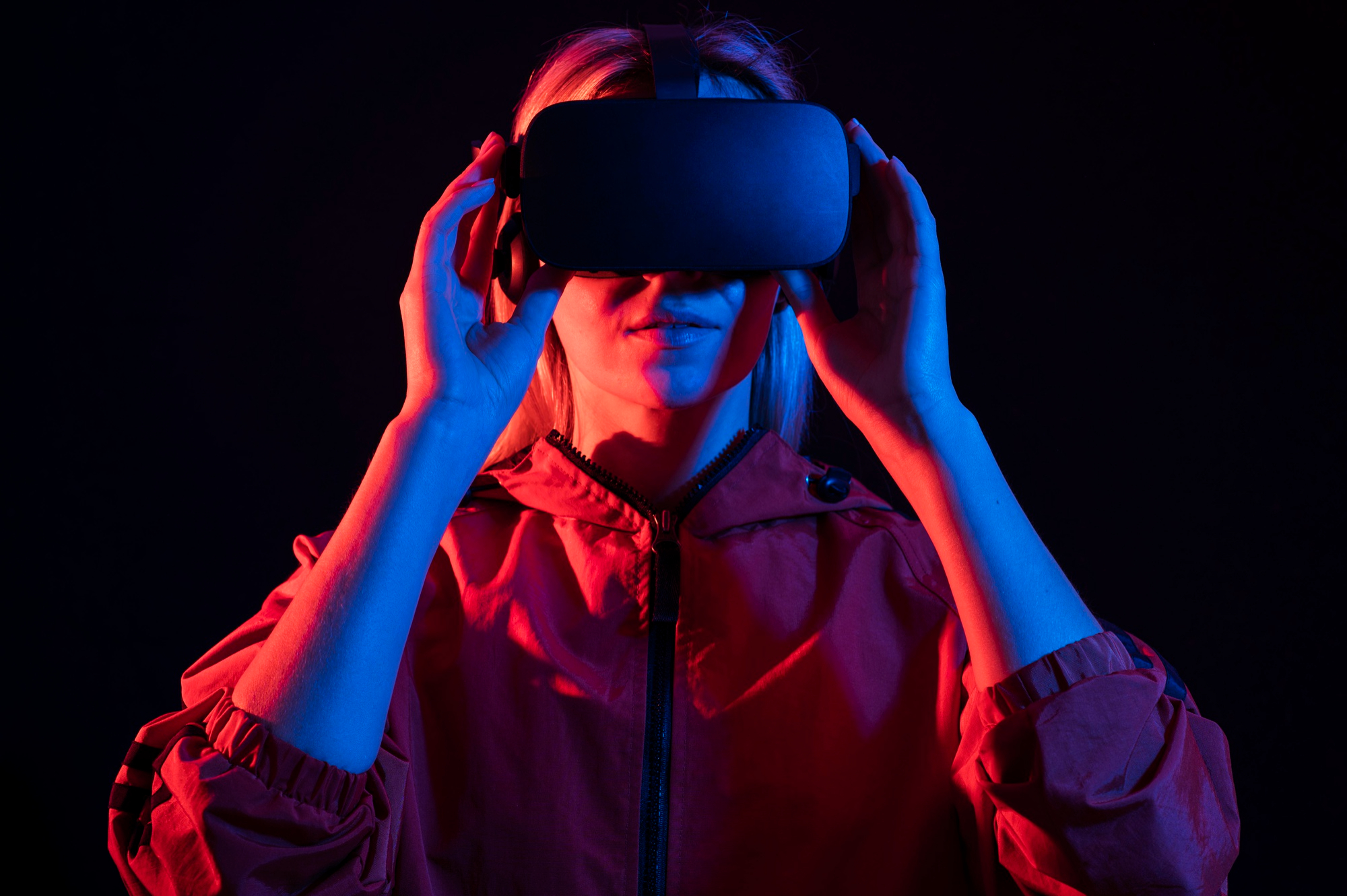 medium shot woman experiencing virtual reality