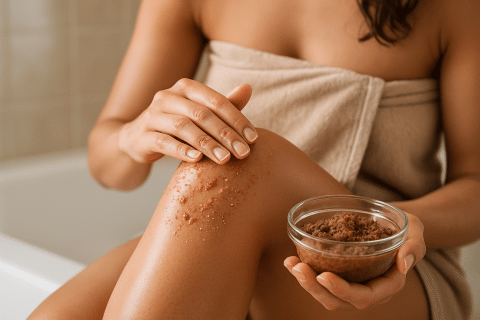 10 وصفات منزلية لتقشير الجسم وتفتيح الركب والمرفقين سحرية ومذهلة!